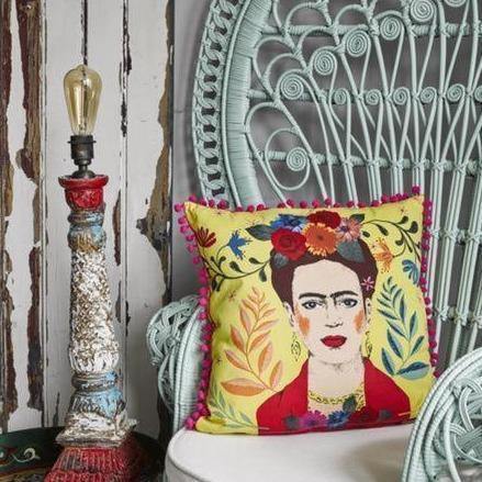 Cushion In Bright Yellow, Frida Kahlo Design - The shop of nice things