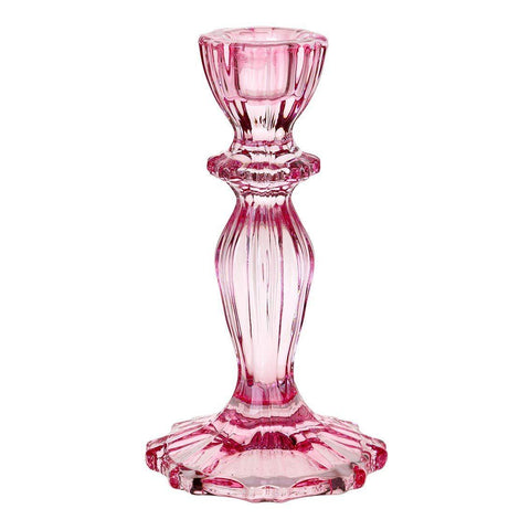 Pink Glass Candlestick Holder, The Shop of Nice Things