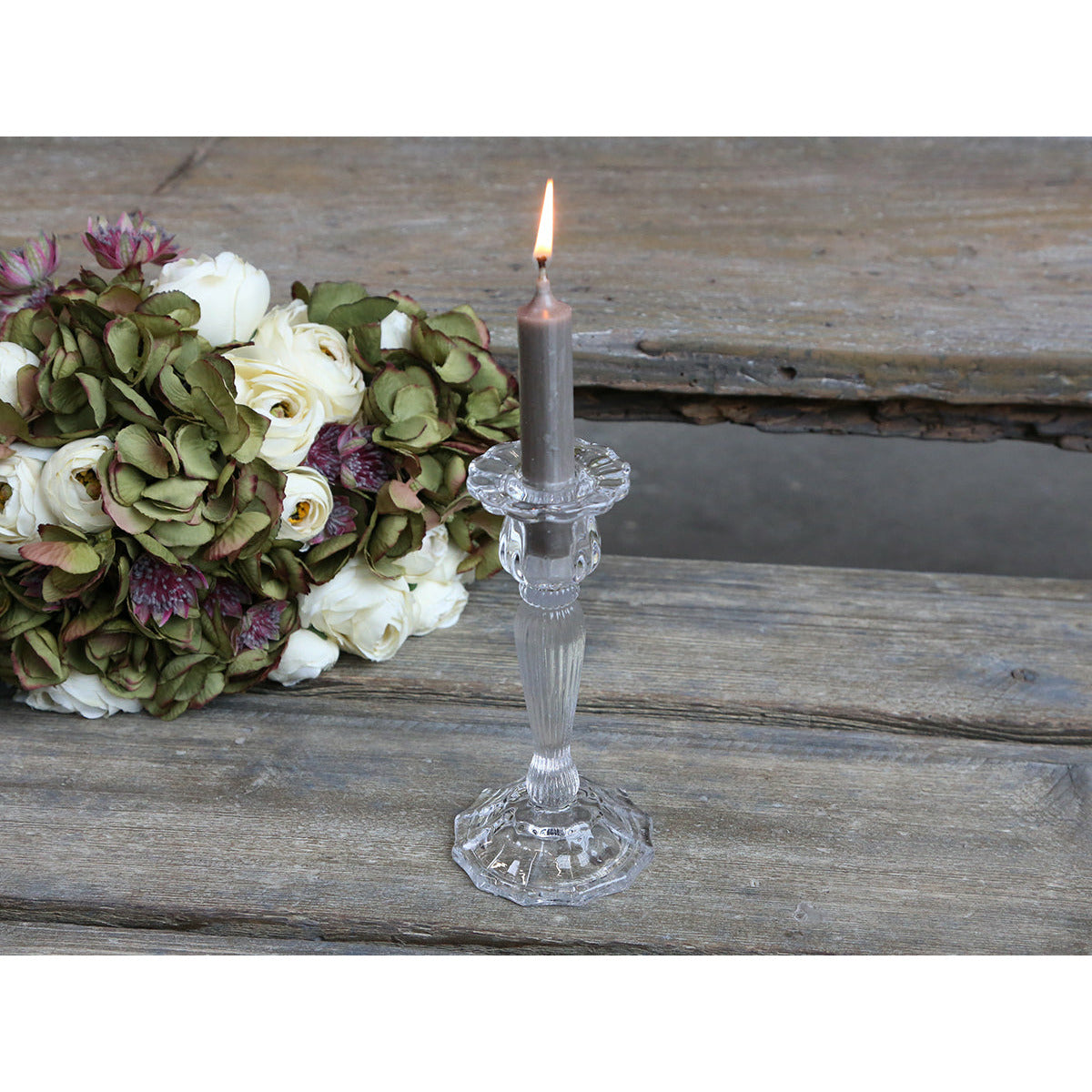 Candlestick Holder , Clear Glass