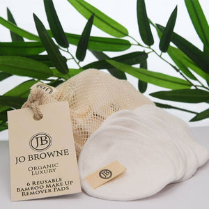 Jo Browne Organic Luxury Reusable Bamboo Make up Remover Pads, 6