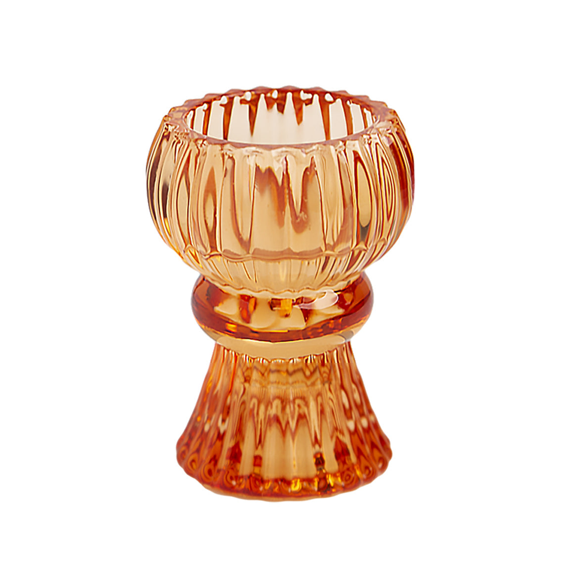 Boho Orange Glass Candle Holder, small