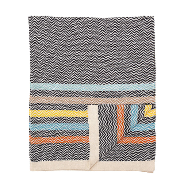 Baby Blanket, Grey blanket with colourful stripes for children | Gifts