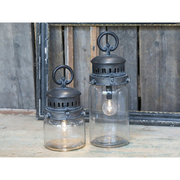 French Stable Lantern Plain,  Incl Bulb and timer, Medium