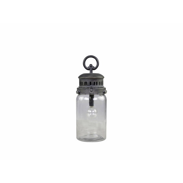 French Stable Lantern Plain,  Incl Bulb and timer, Medium