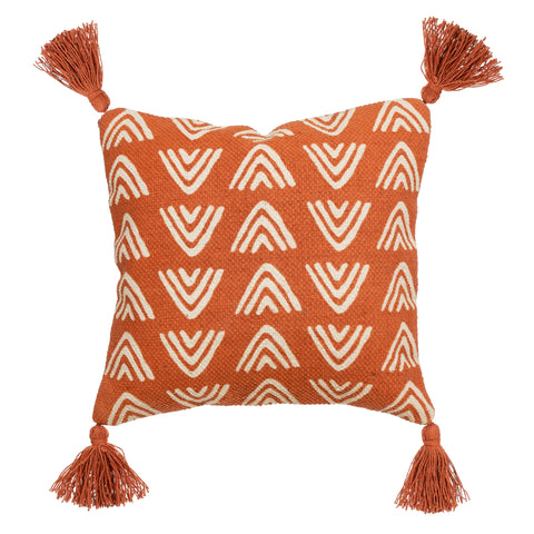 Terracotta Triangles Block Print Cushion - The shop of nice things