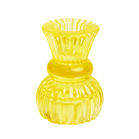Boho Yellow Glass Candle Holder, Yellow